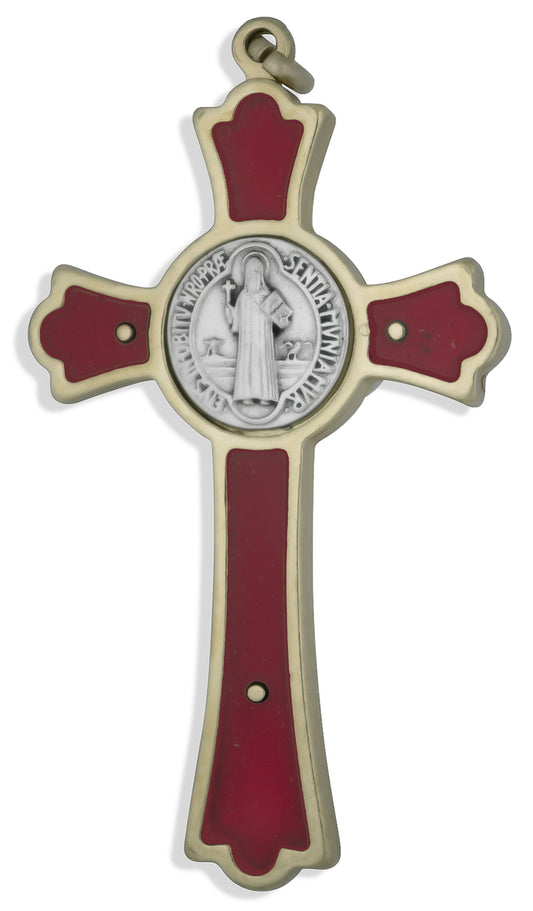 Latin-Style Saint Benedict Cross with Colored Enamel