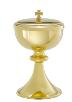 Elegant 24K Gold-Plated Ciborium with Gold Cross Accent