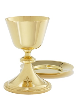 Radiant 24k Gold-Plated Chalice with Ornate Cross Design