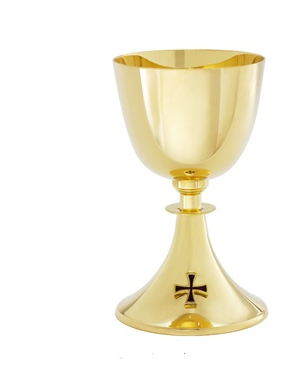 24k Gold-Plated Chalice with Red and Gold Cross Design