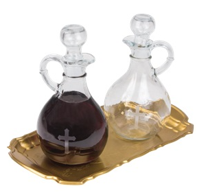 Elegant Brass Tray with Glass Bottles – 10-1/2" x 5-1/2