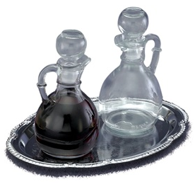 Sleek Chrome Tray with Glass Bottles – 9" x 6-1/2