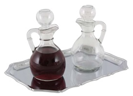 Elegant Glass Cruet Set with Polished Tray – CB-1 Bottles & 9764C Tray