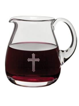 Etched Glass Flagon with Cross Design