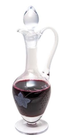 Elegant Glass Flagon with Grape and Leaf Motif