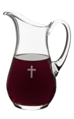 Etched Cross Glass Flagon – 9-3/4" Tall, 56 oz Capacity
