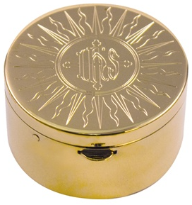 IHS Divine Gold-Plated Pyx: Safeguarding the Precious Body of Christ