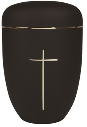 Eternal Grace Black Steel Urn with Gold Cross Accent