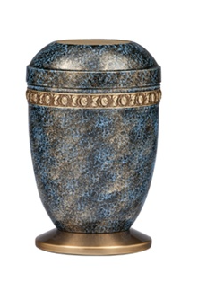 Celestial Harmony Copper & Brass Urn with Blue Marbling