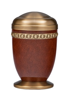 Regal Harmony Aluminum & Brass Urn with Reddish-Brown Marble and Gold Accents