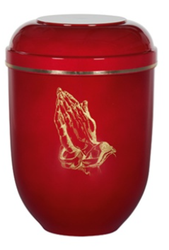 Sacred Earth Biodegradable Urn with Gold Praying Hands Accent