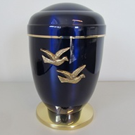 Celestial Flight Copper Urn with Dark Blue and Gold Accents