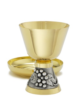 Beautifully Crafted High Polish Chalice with Grape Leaf Motif on Base