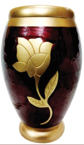 Golden Elegance Burgundy Rose Urn with Gold Accents