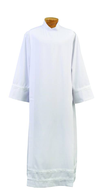 Embercrest Tradition Clerical Alb with White Embroidered Braid