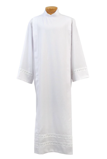 Emberfield Clerical Alb with White Embroidered Braid