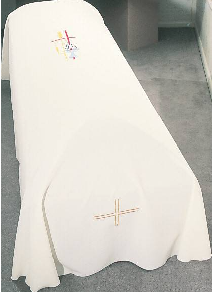 Divine Stitch: Textured No-Iron Polyester with Multi-Color Schiffli Embroidery