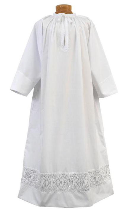 Timeless Faith: Alb with Lace Trim and Permanent Press Fabric