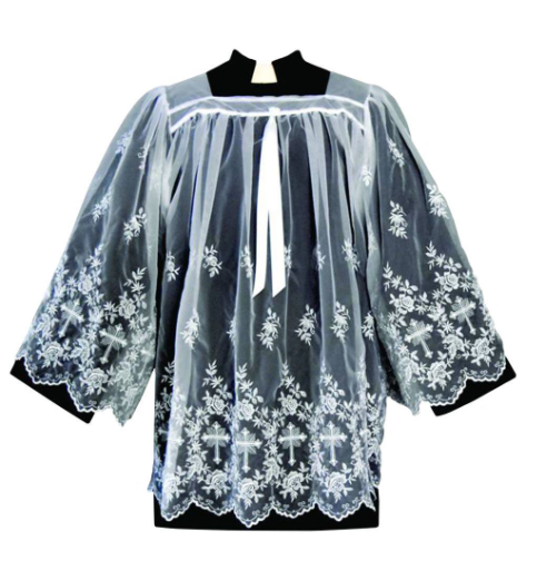 Swiss Elegance Embroidered Sheer Surplice