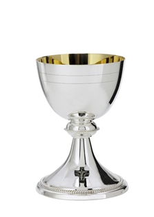 Beautifully Crafted Chalice Silver Plated, Gold-Lined with Silver-Ox Cross