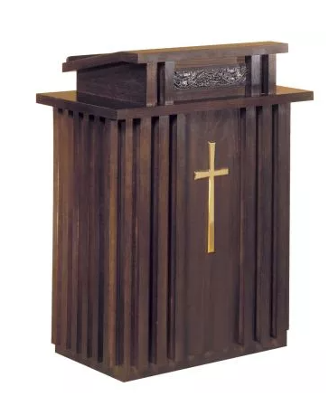 Pulpit with Extended Shelf for Lamp and Microphone and Dual Shelves for Storage