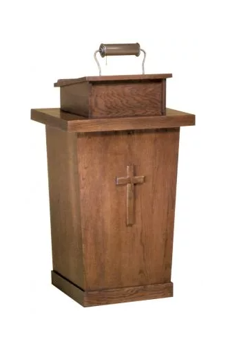 Lectern with Dual Interior Shelves for Convenient Storage and Organized Presentation Space