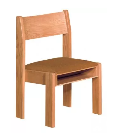 Stacking Chair with Wood Back and Front/Rear Underseat Book Racks for Convenient Storage
