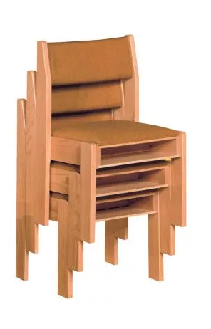 Stacking Chair with Upholstered Back and Front/Rear Underseat Book Racks for Convenient Storage