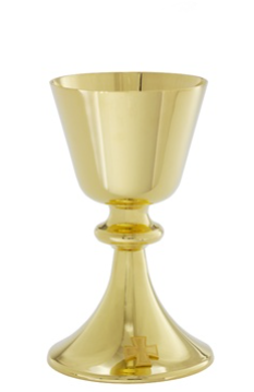 Timeless 24K Gold Chalice with High Polish Finish and Cross Accent