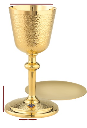 Sophisticated Talon Textured Chalice with Gold Plating and Blue Cross Detail