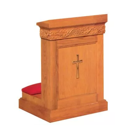 Divine Grace Prie Dieu with Brass Cross and Shelf for Sacred Matrimony and Reflection