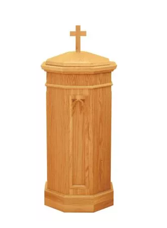 Eternal Blessings Baptismal Font with Gothic Detailing and Stainless Steel Basin