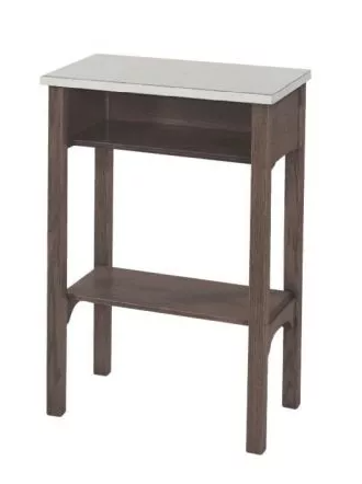 Divine Balance Credence Table with Almond Laminate Top and Storage Shelf
