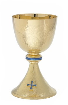 24K Gold Plated Chalice with Basket Weave Texture and Blue Lapis Band – A Sacred Blend of Tradition and Elegance