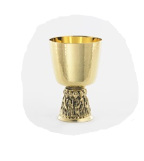 "24K Gold Plated Chalice with Hammered Cup and Apostles Base – A Sacred Tribute to Faith"