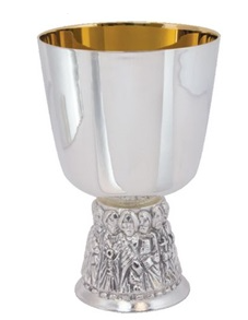 Silver-Plated Chalice with Gold-Lined Cup and Apostles Base – A Sacred Symbol of Unity and Faith