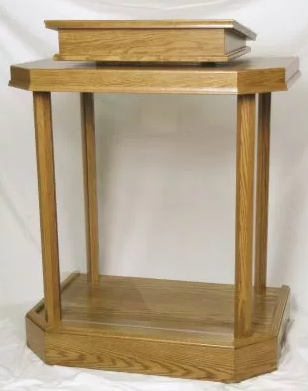 The Divine Proclamation Pulpit with Handcrafted Wooden Base and Clear Acrylic Panels for Sacred Worship and Preaching