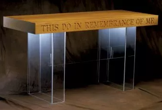 The Timeless and Reverent Communion Table with Crystal-Clear Acrylic Top for Sacred Worship Services