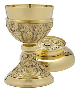 24K Gold Plated High Polish Chalice with Apostles Motif – A Testament of Faith and Craftsmanship