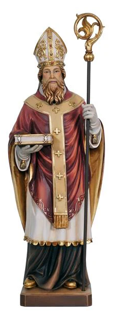 Saint Hugh of Lincoln Wood Painted Statue - 5.5 Inches