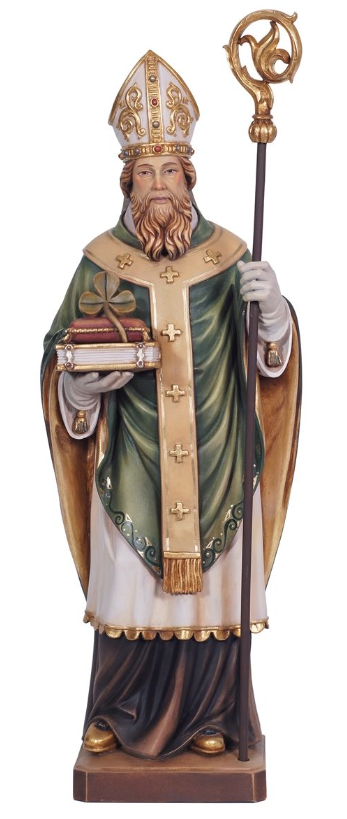 St. Patrick Green Painted Wood Statue -47 Inches