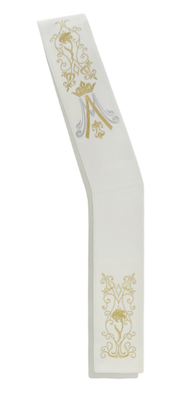 Deacon Stole – Our Lady of Fatima – Marian Blue and Gold Embroidered Liturgical Vestment for Catholic Worship and Feast Days