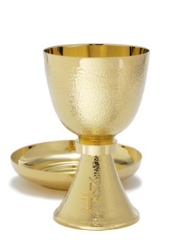 24K Gold Plated Chalice with Basket Weave Texture, Gold Node, and Cross – A Timeless Sacred Vessel
