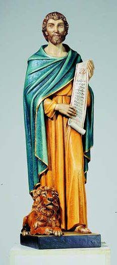 Hand Carved in Linden Wood or Fiberglass St. Mark Statue