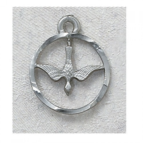Pewter Holy Spirit Medal Necklace with 18" Chain and Gift Box