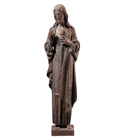 Hand Carved in Linden Wood or Fiberglass Sacred Heart of Jesus Statue |Made in Italy