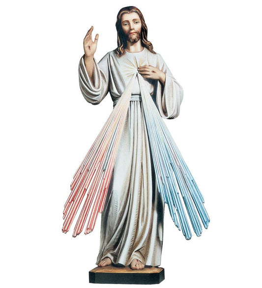 Hand Carved in Linen Wood Jesus Divine Mercy Statue from Italy
