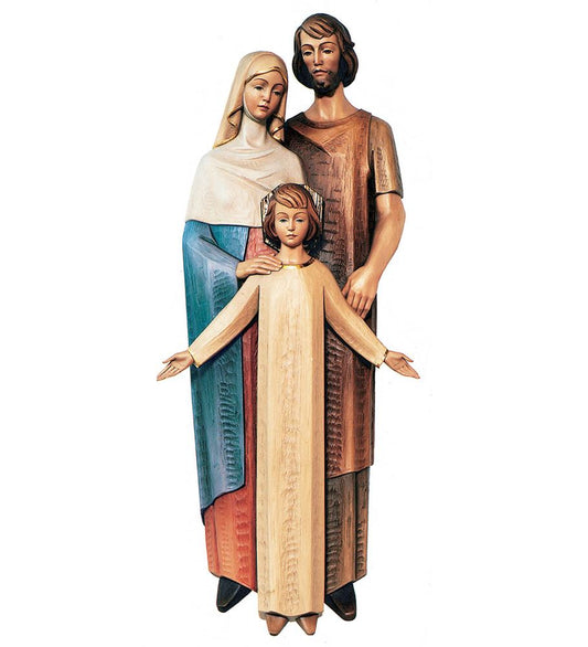 Hand Carved in Linden Wood or Fiberglass Holy Family Wall Relief from Italy