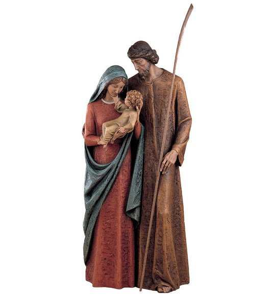 Hand Carved in Linden Wood or Fiberglass Holy Family Statue from Italy