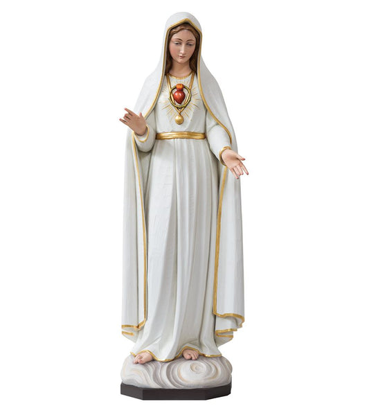 Hand Carved in Linden Wood or Fiberglass Immaculate Heart of Mary Statue | Made in Italy